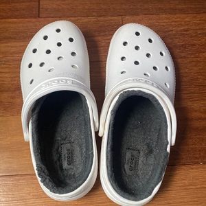 fuzzy white crocks
